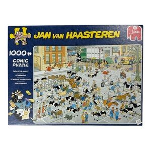 Jumbo Jan Van Haasteren The Cattle Market 1000 Pc Comic Jigsaw Puzzle Complete